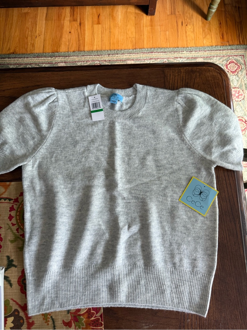 CeCe Light Heather Gray Crewneck Sweater